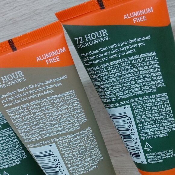 3x Mando Whole Body Deodorant Invisible Cream Unscented + Clover Woods 72 Hour - Picture 5 of 5